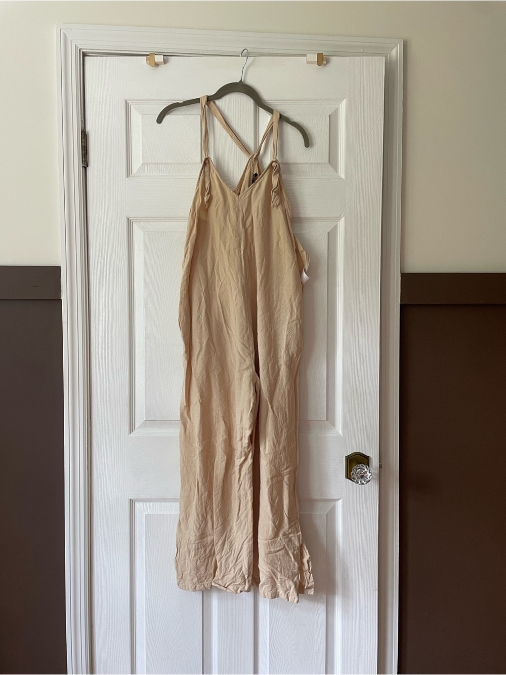 Hatch Beige Strappy Wide-Leg Jumpsuit